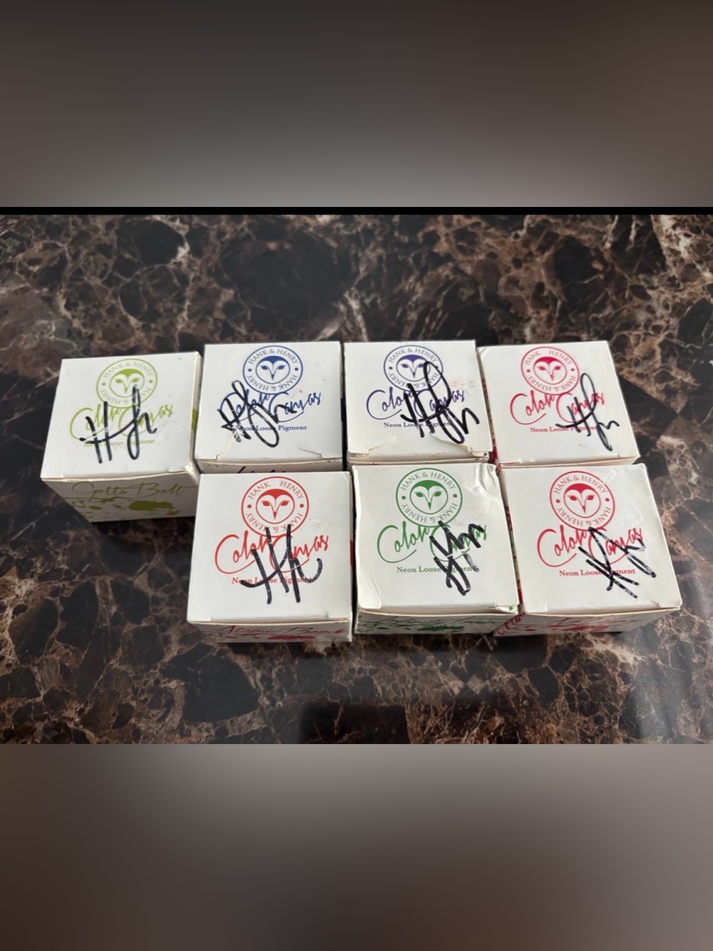 Autographed Signed Hank & Henry Neon Eyeshadow lose Pigment READ DESCRIPTION